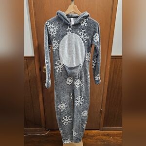 Girls pajama onesie Justice size 12 Christmas winter penguin